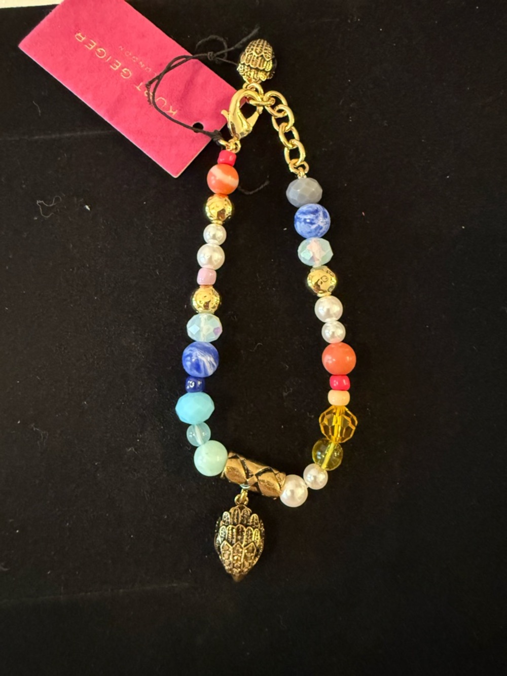 Kurt Geiger Colorful Beaded Gold Charm Bracelet - Multicolor